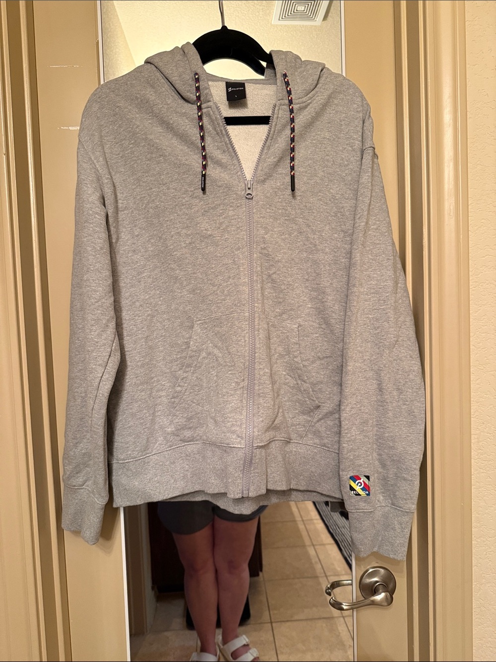 Peloton Gray Hoodie with Multicolor Logo Patch